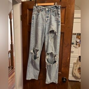 American Eagle Stretch High Rise Mom Jeans, size 8 long